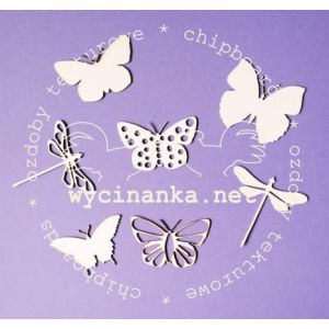 Tekturka Wycinanka Motyle i Ważki, 7szt
